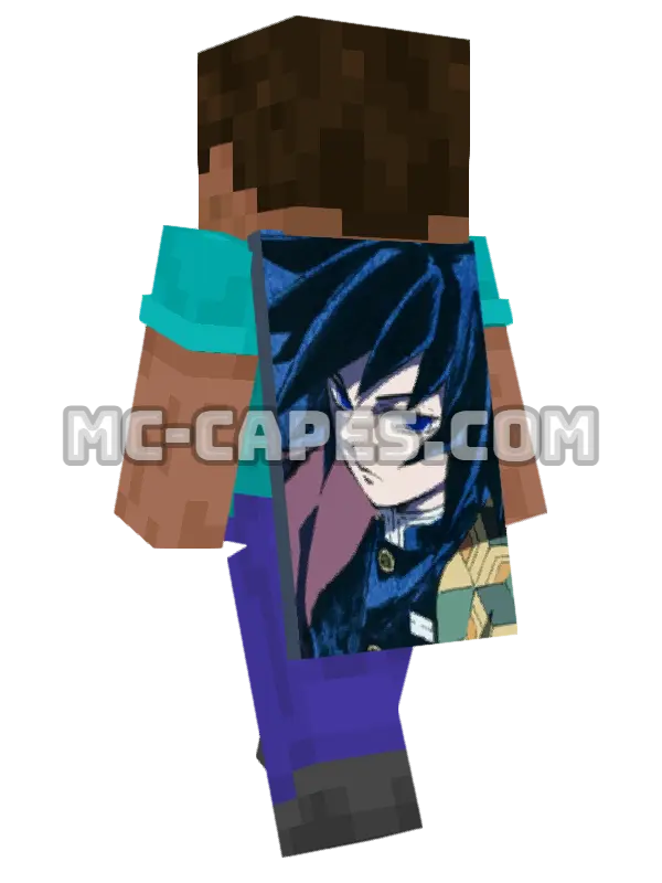 Giyuu Tomioka Minecraft cape worn on a player, seen from behind