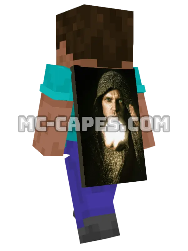 Glowing Orb Wizard Minecraft cape worn on a player, seen from behind