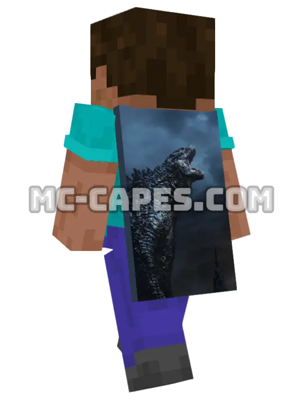 Godzilla Minecraft cape worn on a player, seen from behind