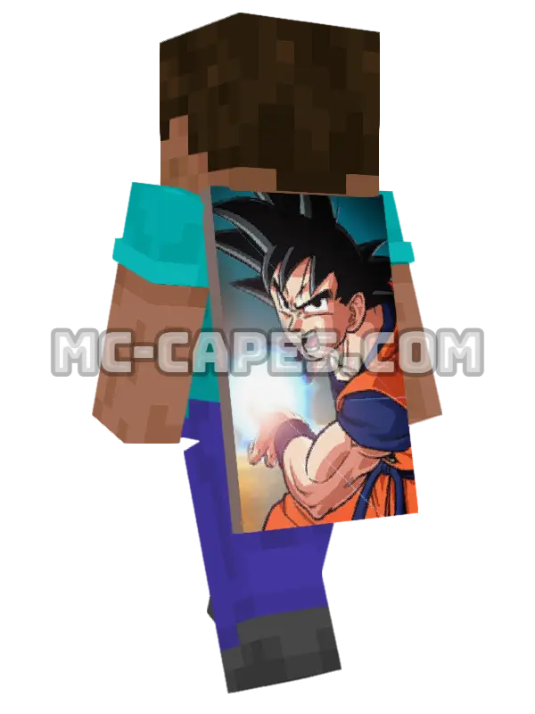 Goku Minecraft cape worn on a player, seen from behind