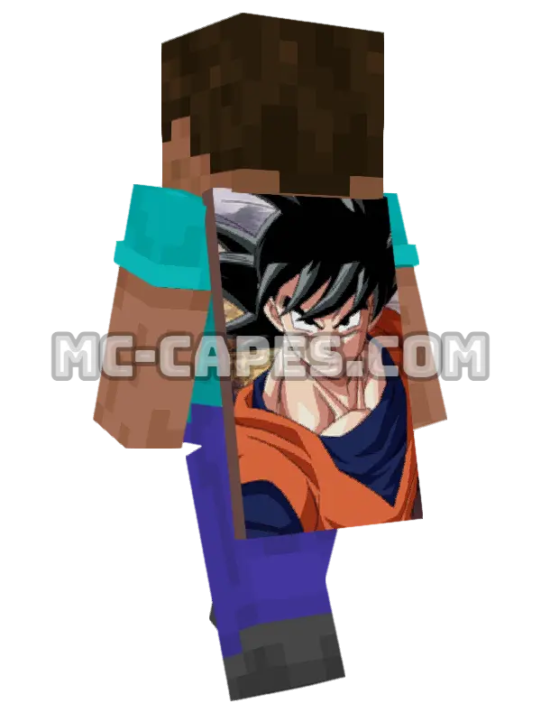 Gokuu Son Minecraft cape worn on a player, seen from behind