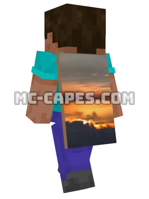 Golden Sunset Minecraft cape worn on a player, seen from behind