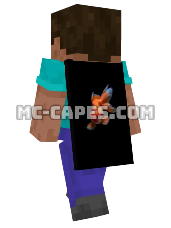 Goldfish Minecraft cape worn on a player, seen from behind