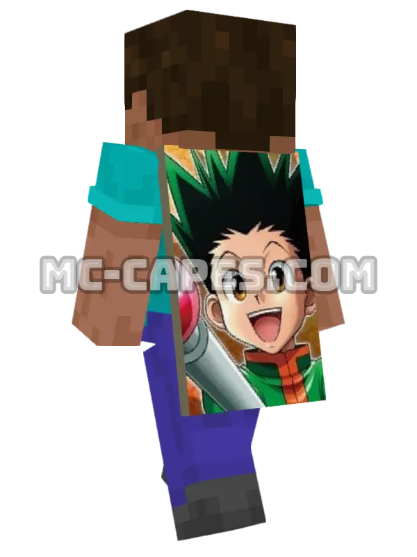 Gon Freecss Minecraft cape worn on a player, seen from behind