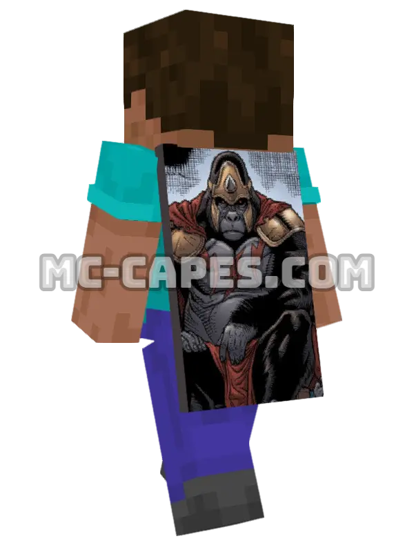 Gorilla Grodd Minecraft cape worn on a player, seen from behind