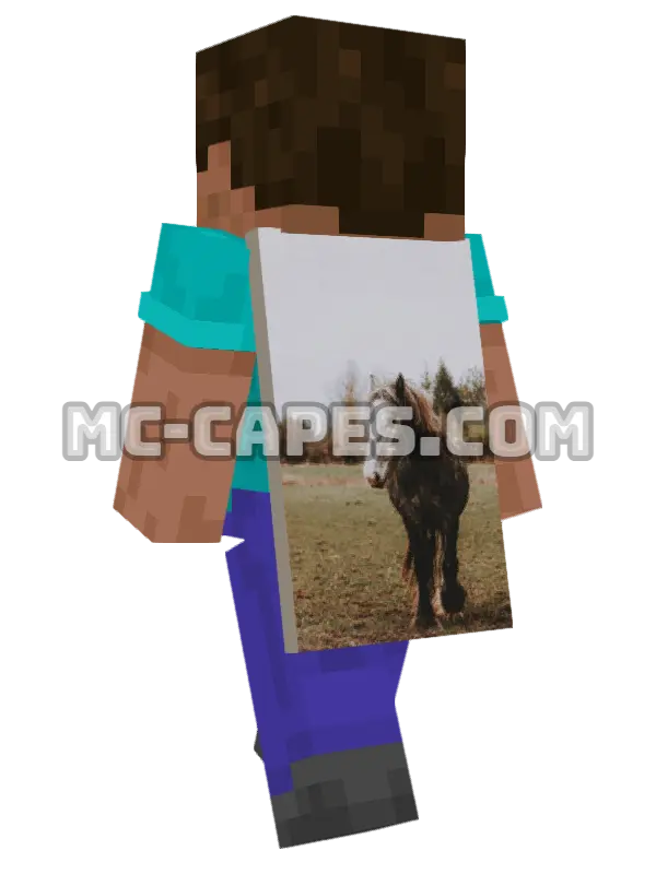 Graceful Horse Minecraft cape worn on a player, seen from behind