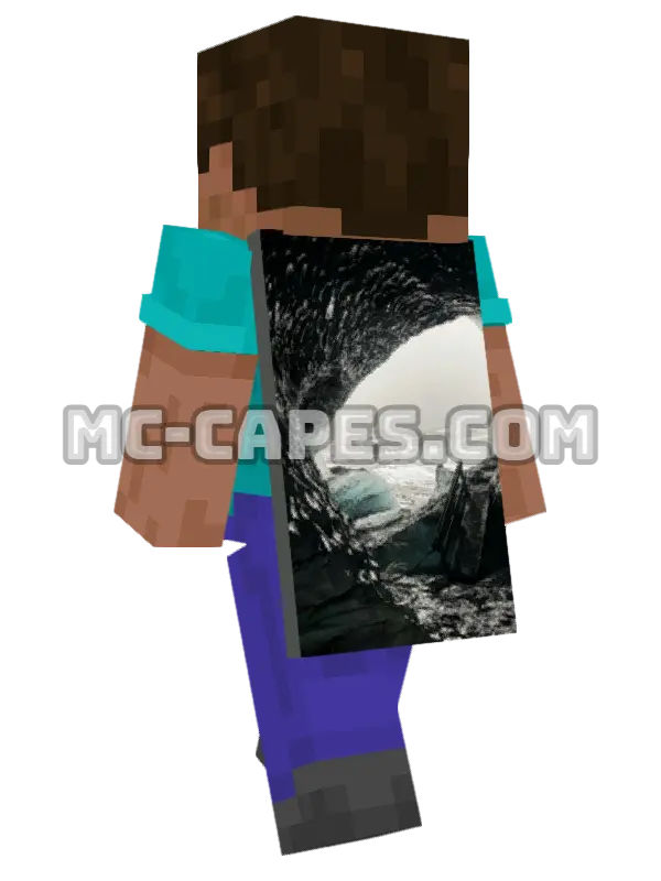 Gray Cave Minecraft cape worn on a player, seen from behind