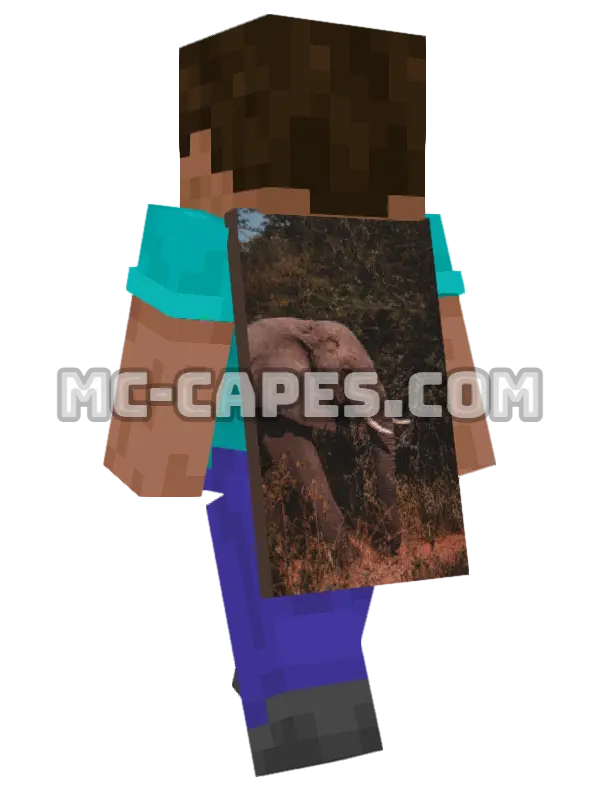 Grazing Elephant Minecraft cape worn on a player, seen from behind