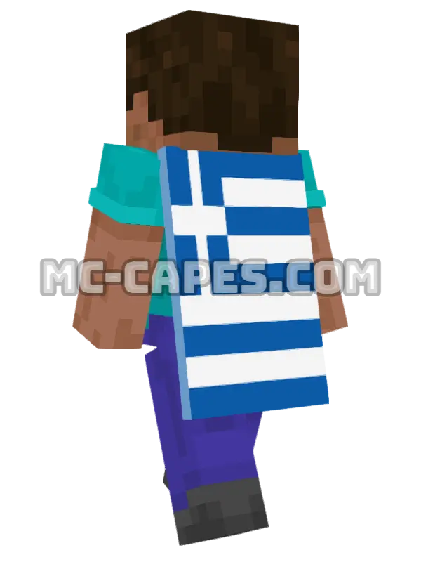 Greece Flag Minecraft cape worn on a player, seen from behind