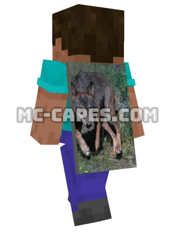Grey Wolf Prowling Minecraft cape worn on a player, seen from behind