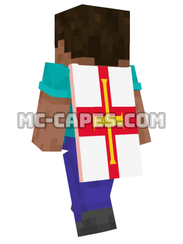 Guernsey Flag Minecraft cape worn on a player, seen from behind