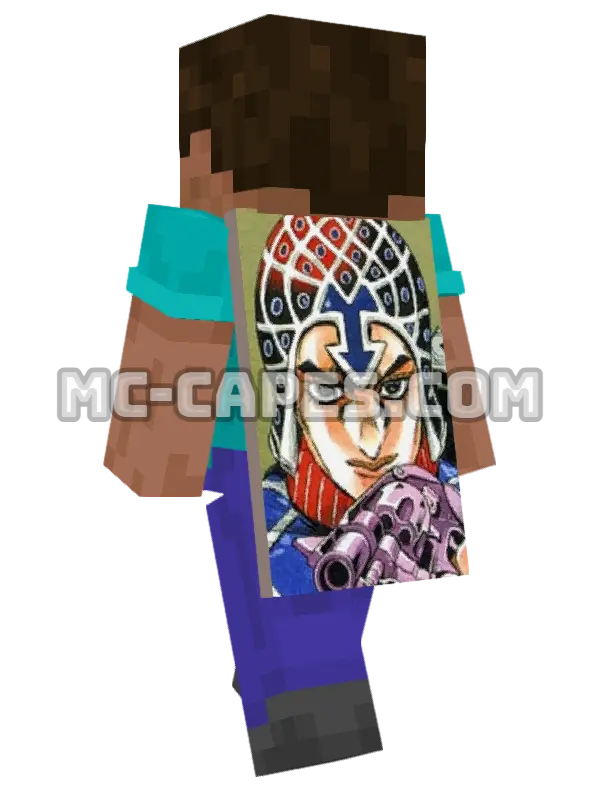 Guido Mista Minecraft cape worn on a player, seen from behind