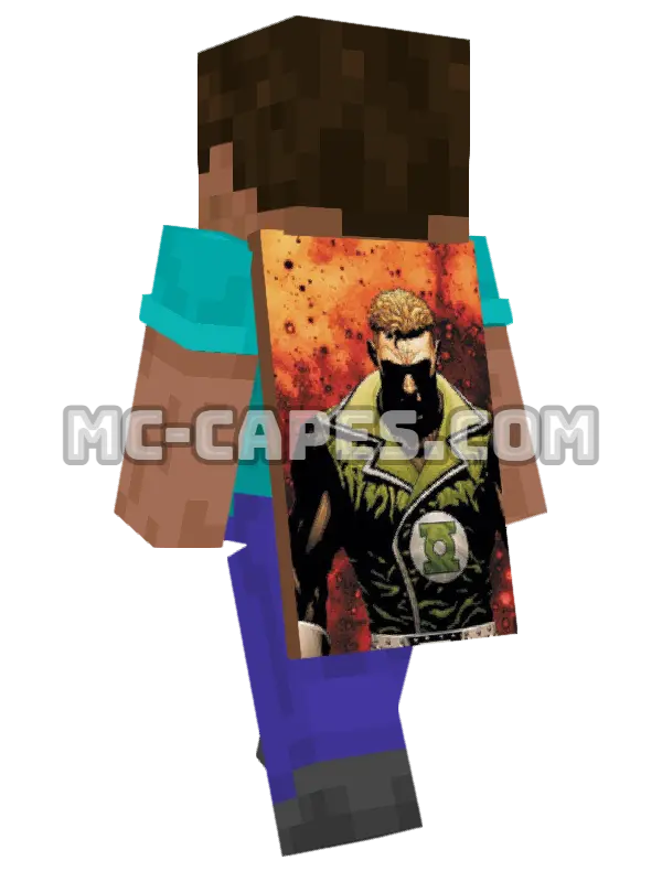 Guy Gardner Minecraft cape worn on a player, seen from behind