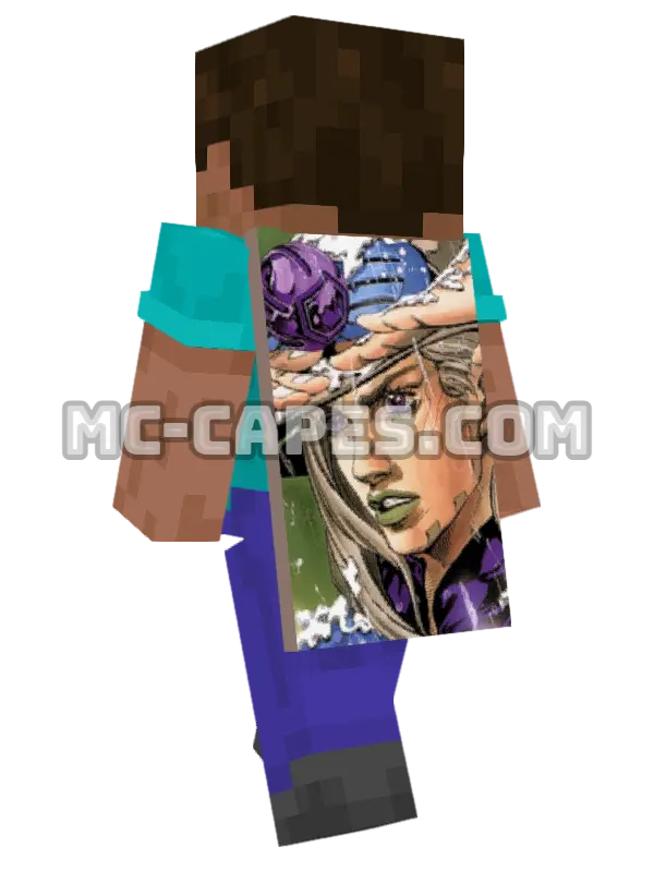 Gyro Zeppeli Minecraft cape worn on a player, seen from behind