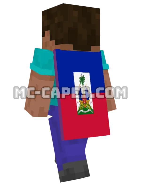 Haiti Flag Minecraft cape worn on a player, seen from behind