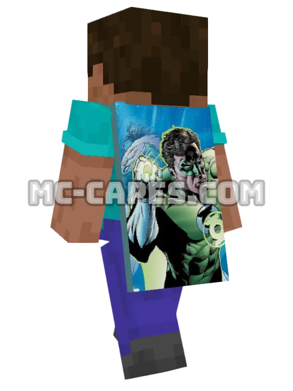 Hal Jordan Minecraft cape worn on a player, seen from behind
