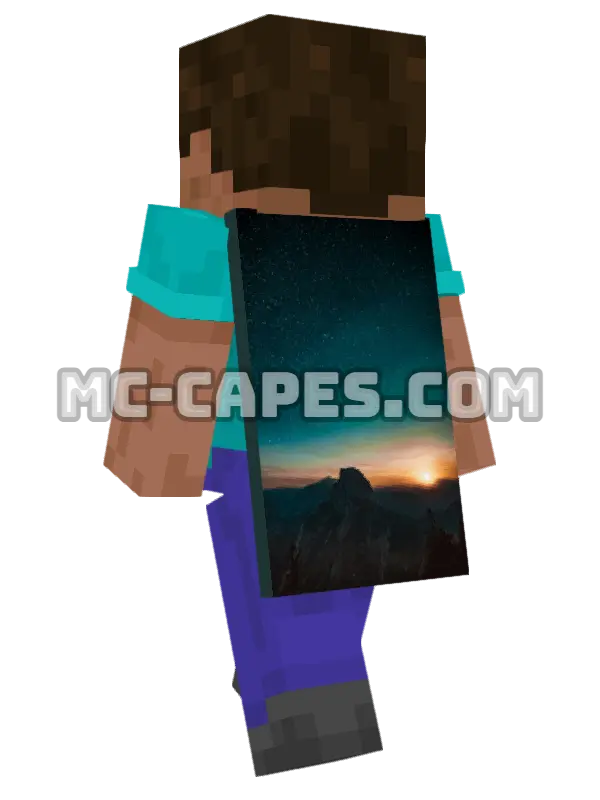 Half Dome Night Minecraft cape worn on a player, seen from behind