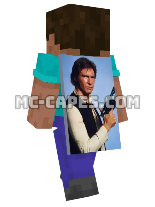Han Solo Minecraft cape worn on a player, seen from behind