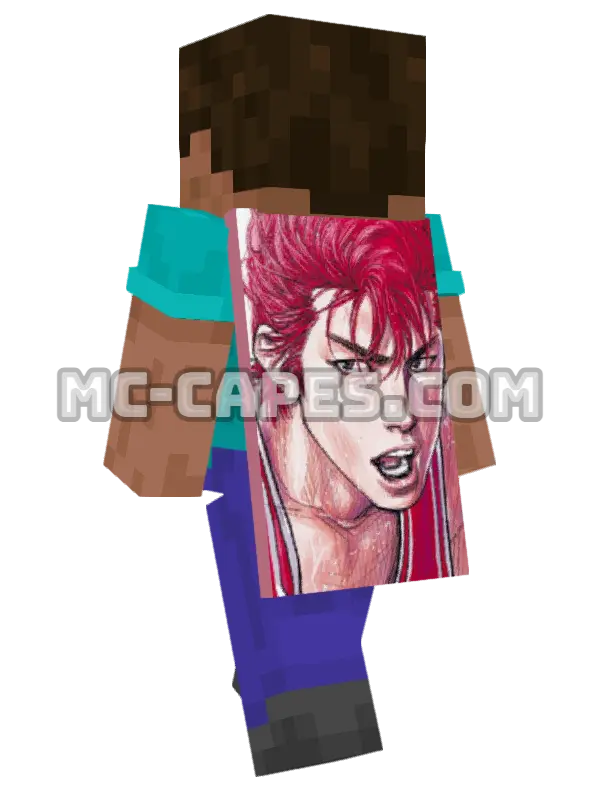 Hanamichi Sakuragi Minecraft cape worn on a player, seen from behind