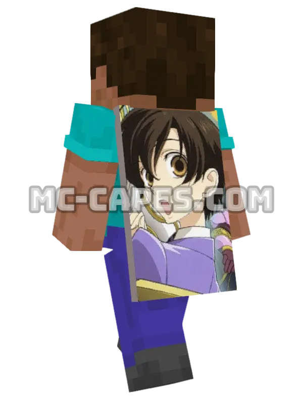Haruhi Fujioka Minecraft cape worn on a player, seen from behind