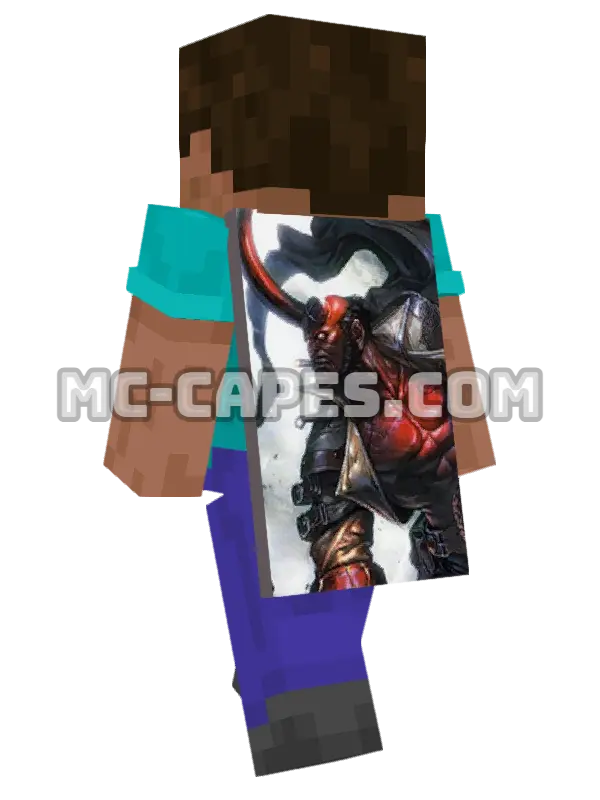 Hellboy Minecraft cape worn on a player, seen from behind