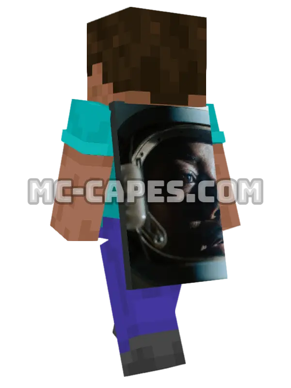 Helmet Reflection Minecraft cape worn on a player, seen from behind