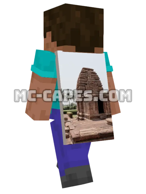 Historic Temple Carvings Minecraft cape worn on a player, seen from behind