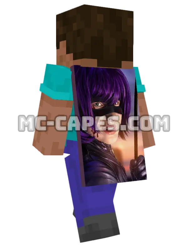 Hit-Girl Minecraft cape worn on a player, seen from behind