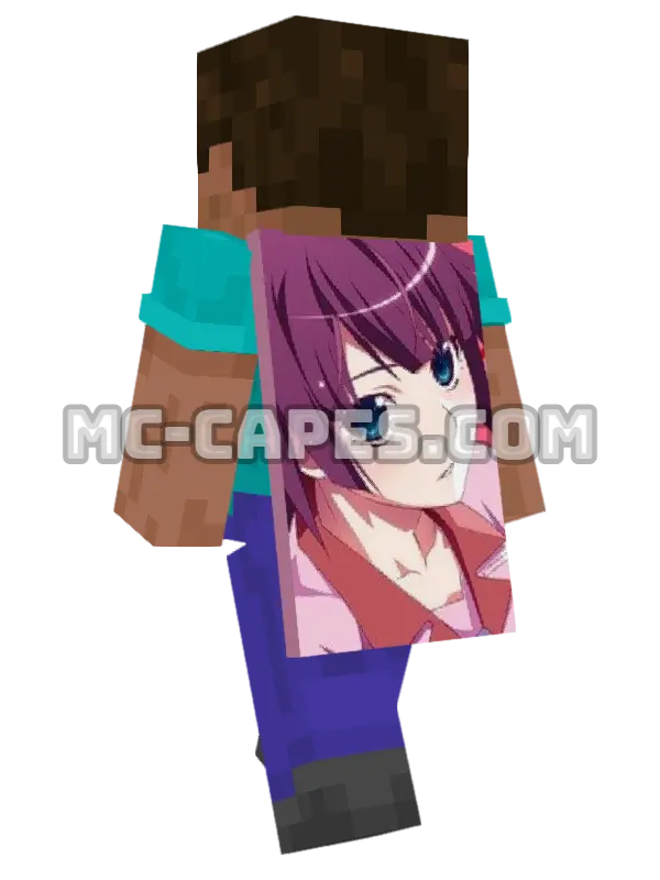 Hitagi Senjougahara Minecraft cape worn on a player, seen from behind