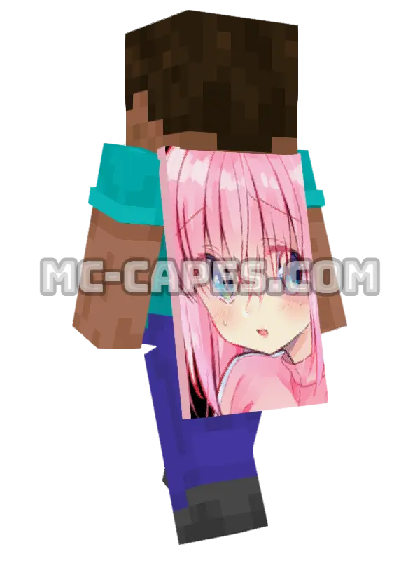Hitori Gotou Minecraft cape worn on a player, seen from behind