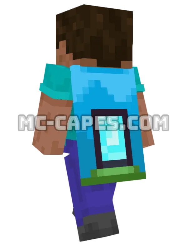 Home Minecraft cape worn on a player, seen from behind
