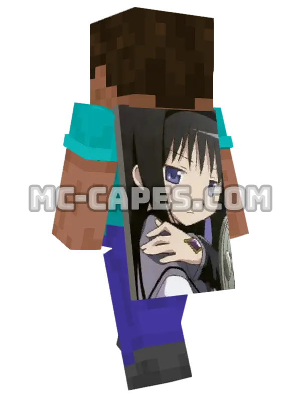 Homura Akemi Minecraft cape worn on a player, seen from behind