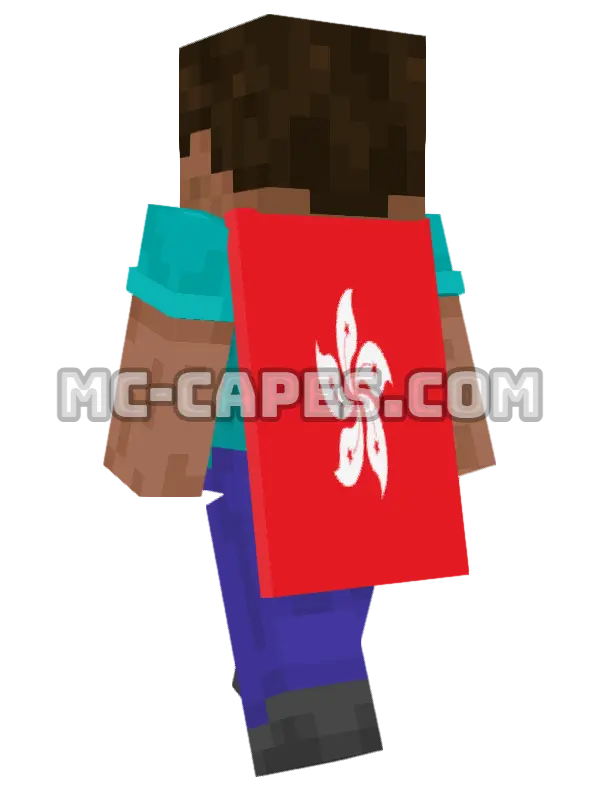 Hong Kong Flag Minecraft cape worn on a player, seen from behind