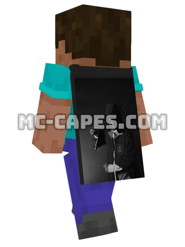 Hooded Wizard Minecraft cape worn on a player, seen from behind