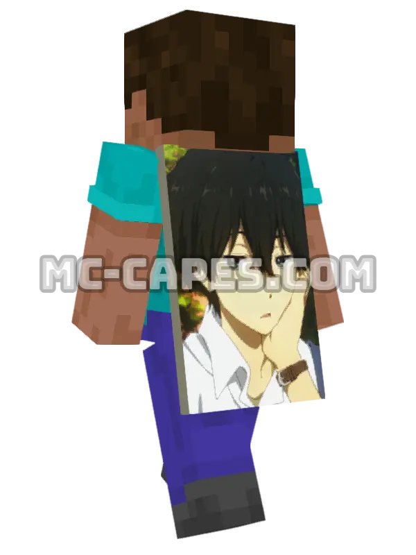 Houtarou Oreki Minecraft cape worn on a player, seen from behind