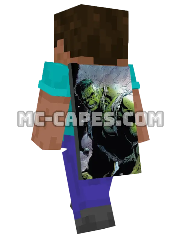 Hulk Minecraft cape worn on a player, seen from behind