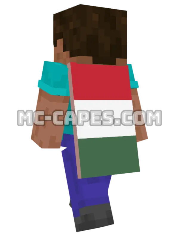 Hungary Flag Minecraft cape worn on a player, seen from behind