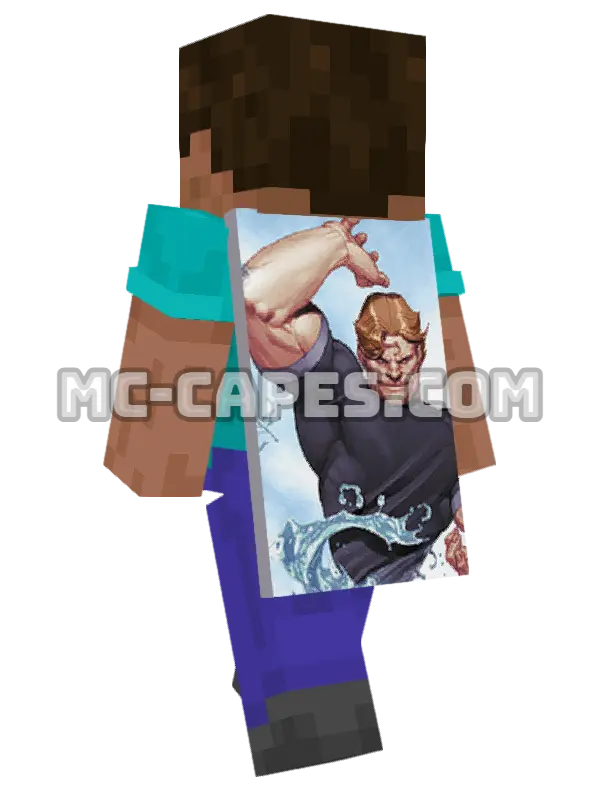 Hydro-Man Minecraft cape worn on a player, seen from behind