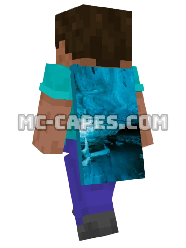 Ice Cave Minecraft cape worn on a player, seen from behind