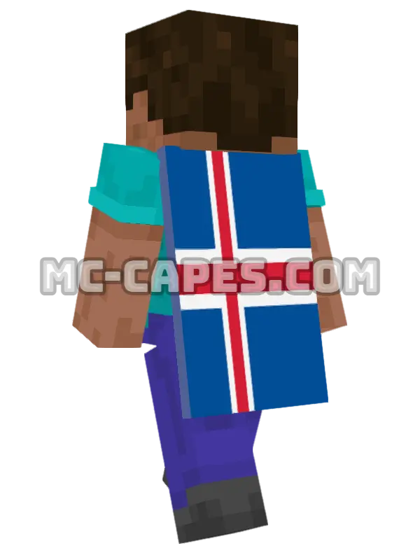 Iceland Flag Minecraft cape worn on a player, seen from behind