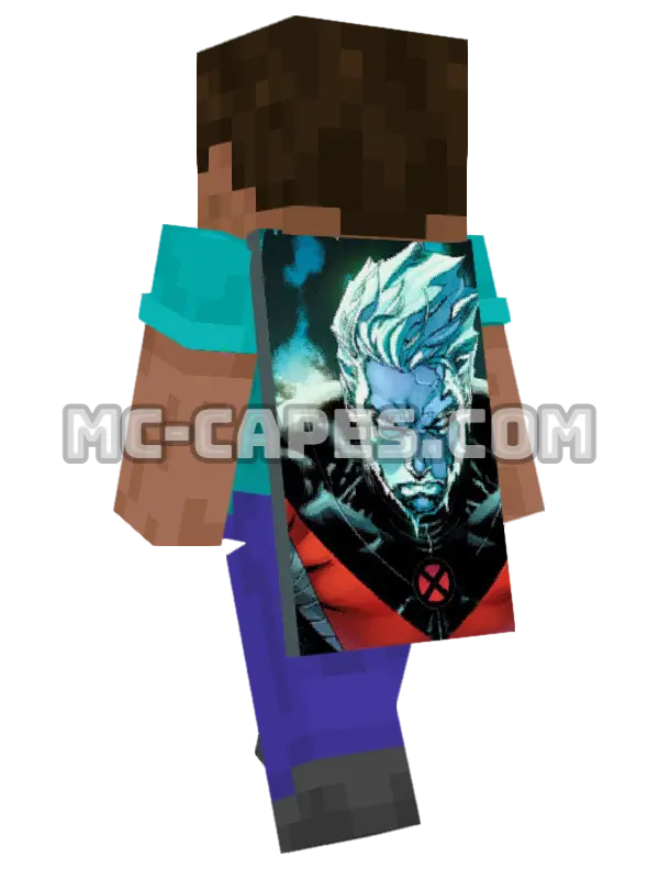Iceman Minecraft cape worn on a player, seen from behind