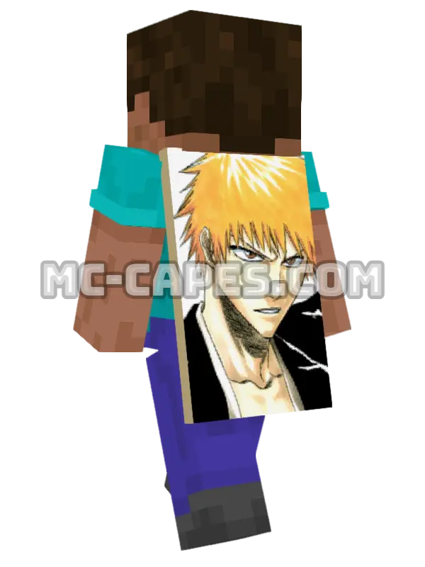 Ichigo Kurosaki Minecraft cape worn on a player, seen from behind