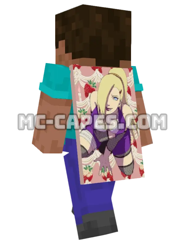 Ino Yamanaka Ninja Minecraft cape worn on a player, seen from behind