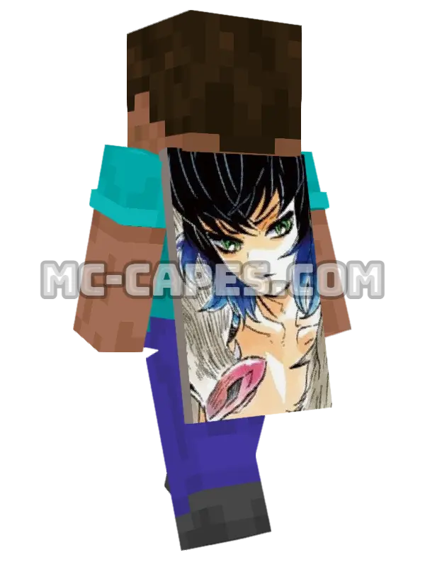 Inosuke Hashibira Minecraft cape worn on a player, seen from behind