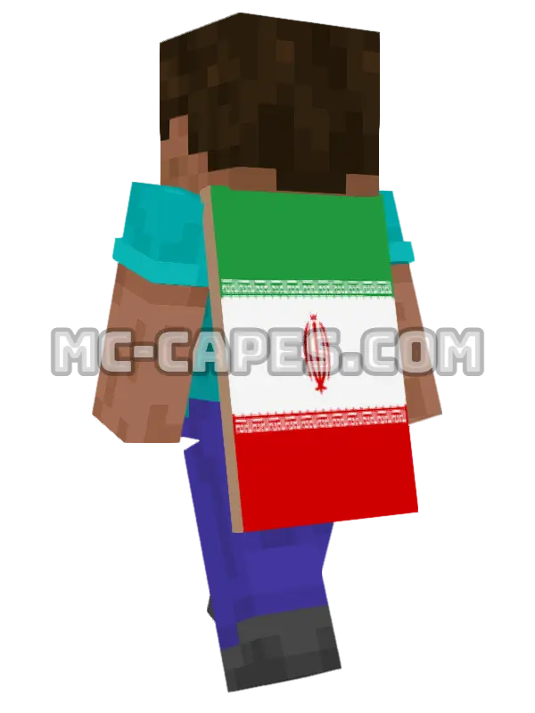 Iran Flag Minecraft cape worn on a player, seen from behind