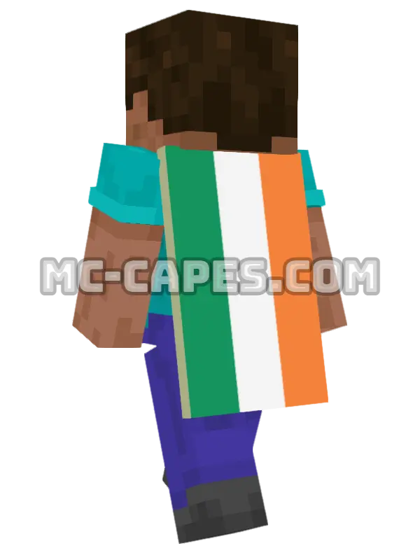 Ireland Flag Minecraft cape worn on a player, seen from behind