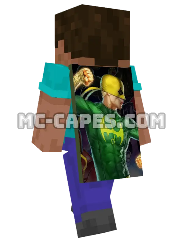 Iron Fist Minecraft cape worn on a player, seen from behind