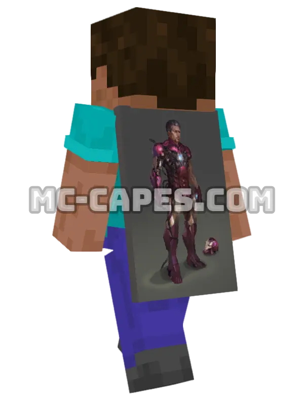 Iron Man Armor Minecraft cape worn on a player, seen from behind