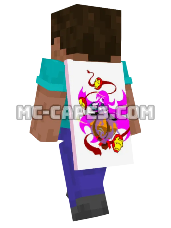 Iron Man Chibi Minecraft cape worn on a player, seen from behind