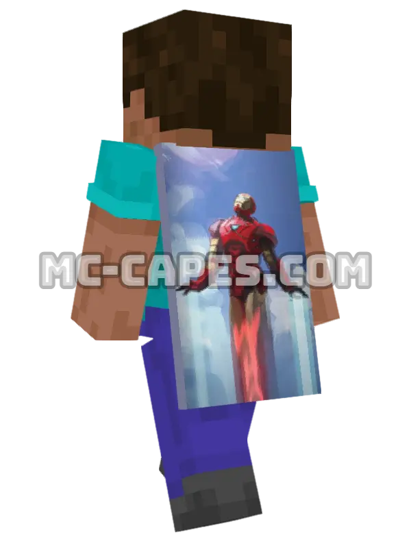 Iron Man Flying Minecraft cape worn on a player, seen from behind